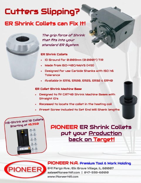 Pioneer ER Shrink Collets Prevent Slipping