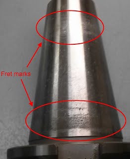 Fretting marks on a tool holder taper